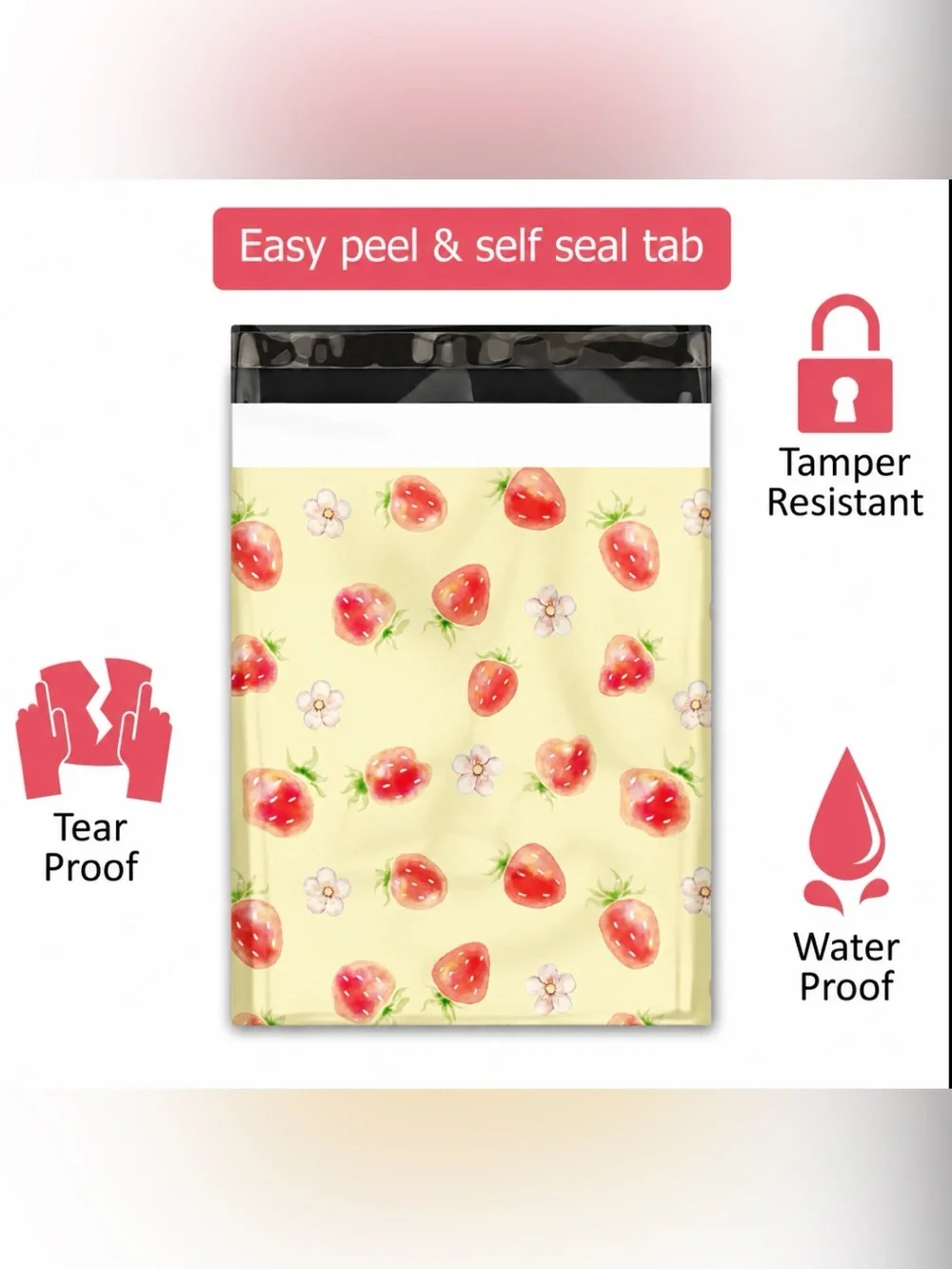 30 10” x 13” Strawberry Poly Mailers